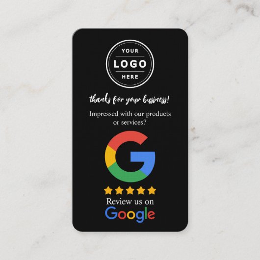 Google Review Request Card  with Logo and QR Code Visitekaartje (Voorkant)