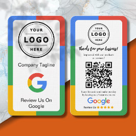 Google Review Request Card  with Logo and QR Code Visitekaartje