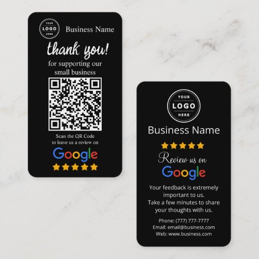 Google Review Request Card with QR code Visitekaartje (Voorkant / Achterkant)