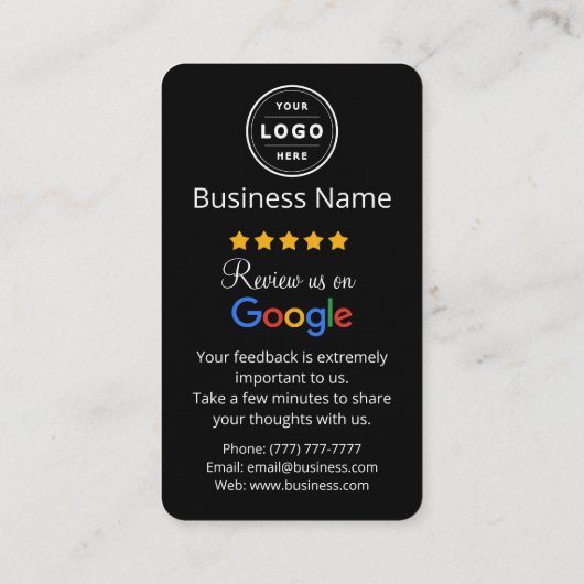 Google Review Request Card with QR code Visitekaartje (Achterkant)