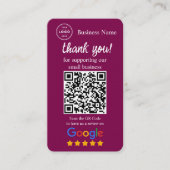 Google Review Request Card with QR code Visitekaartje (Voorkant)