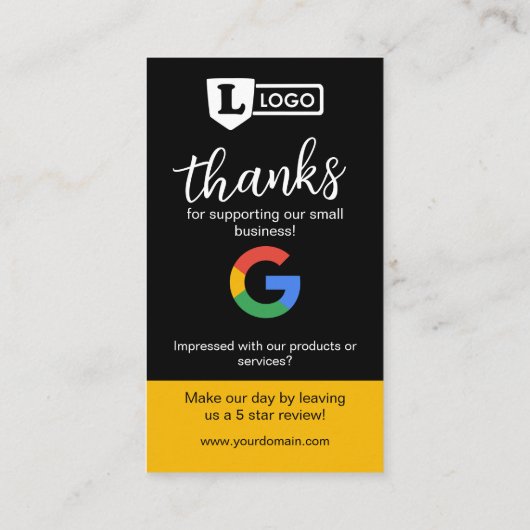 Google Review Request Kaart met Logo Kaart Visitekaartje (Achterkant)