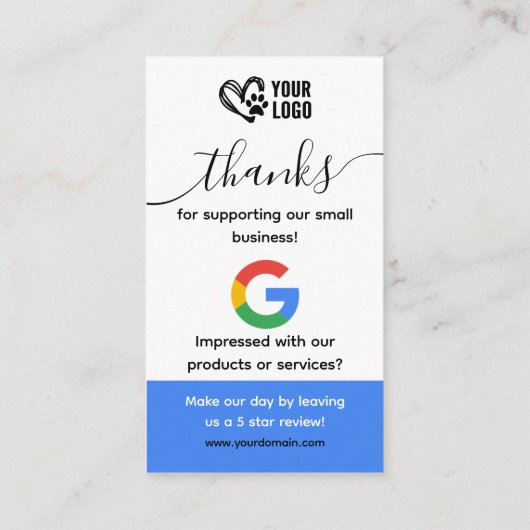 Google Review Request Kaart QR-code Visitekaartje (Achterkant)