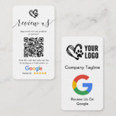Google Review Request Logo & QR-code voor hondenve Visitekaartje (Voorkant / Achterkant)