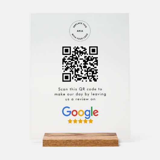 Google Review Request | QR Code Business Logo Acryl Bord (Voorkant)