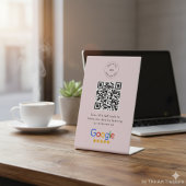 Google Review Request | QR Code Business Logo Roze Reclamebord Met Voetstuk