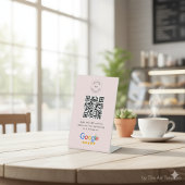 Google Review Request | QR Code Business Logo Roze Reclamebord Met Voetstuk