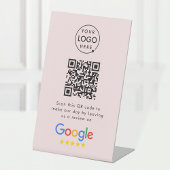 Google Review Request | QR Code Business Logo Roze Reclamebord Met Voetstuk