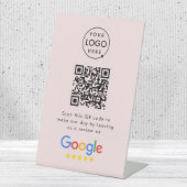 Google Review Request | QR Code Business Logo Roze Reclamebord Met Voetstuk