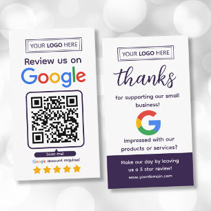 Google Review Verzoekkaart met Logo en QR-code Visitekaartje