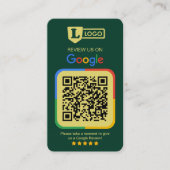 Google Review Verzoekkaart met QR Code Smaragd Visitekaartje (Voorkant)