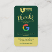 Google Review Verzoekkaart met QR Code Smaragd Visitekaartje (Achterkant)
