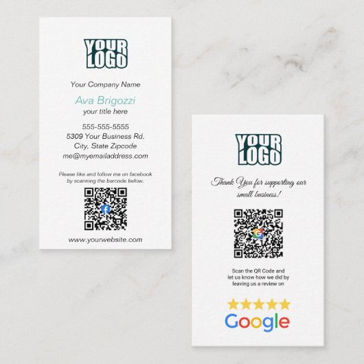Google Review - Visitekaartje - Facebook QR Link (Voorkant / Achterkant)