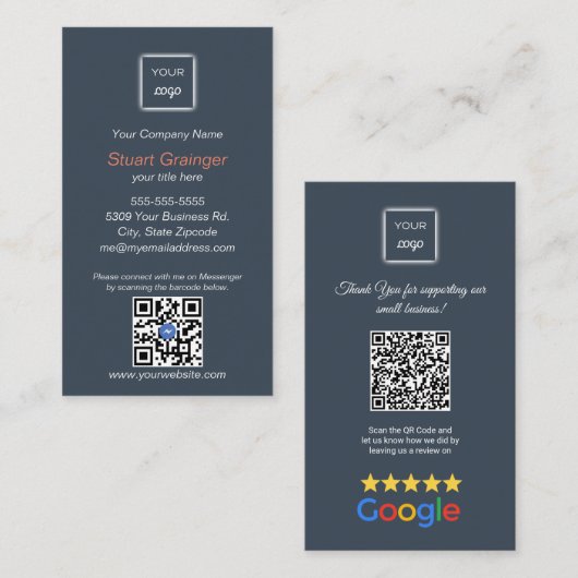 Google Review - Visitekaartje - Messenger QR Link (Voorkant / Achterkant)