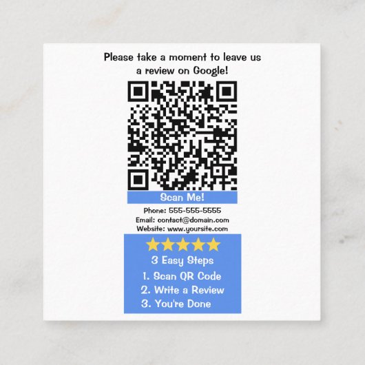 Google Review & Visitekaartje met QR Code Linked (Achterkant)