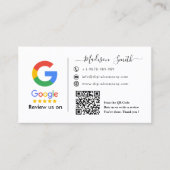Google Review With QR Code Link Business Card Visitekaartje (Voorkant)
