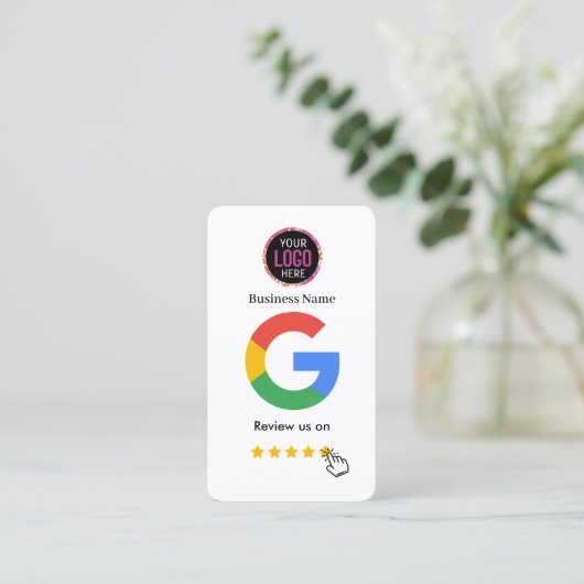 Google Review With QR Code Link Business Card Visitekaartje (Staand voorkant)