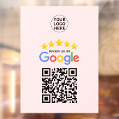 Google Review Zakelijk 5 Sterren QR-code Blush Roz Raamsticker (Vel 2)