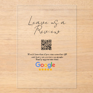 Google review zakelijke logo Scan QR review Acryl Uitnodigingen