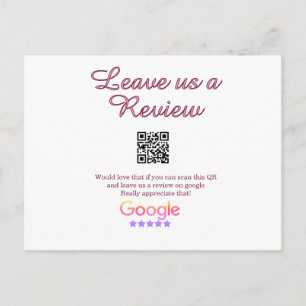 Google review zakelijke logo Scan QR review Briefkaart