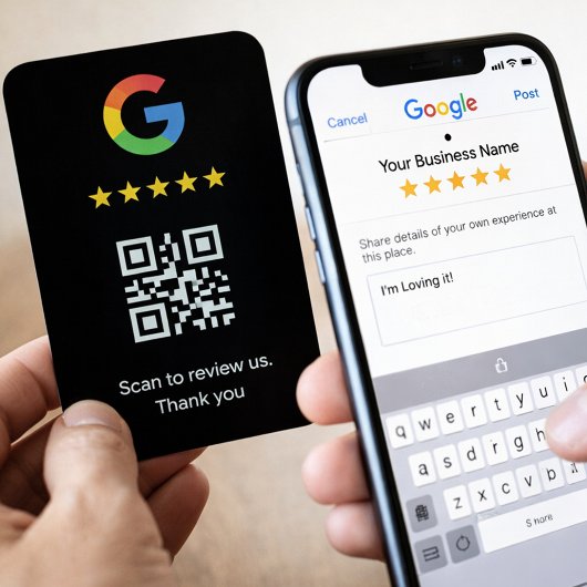 Google Review Zwart Minimal QR Code Zakelijk Visitekaartje