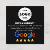 Google Review Zwart Vierkante Visitekaartje (Voorkant)