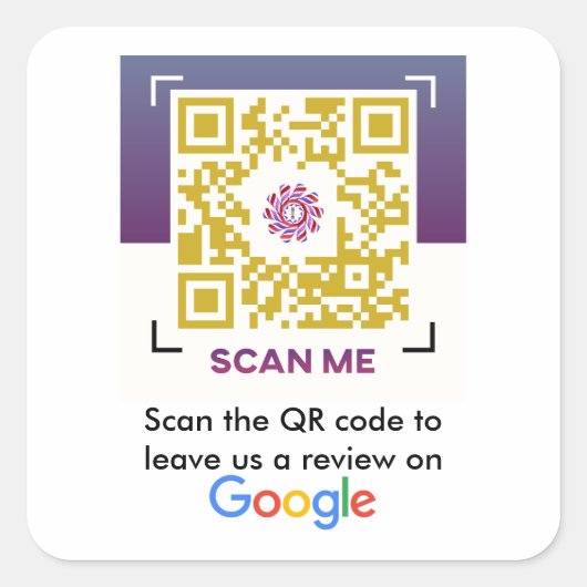 Google Reviewen aanvraag met QR code vierkante Sti Vierkante Sticker (Voorkant)