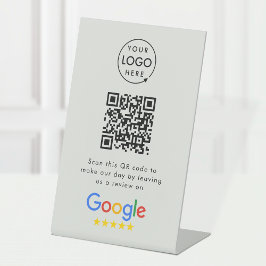 Google-Reviewen | Bedrijfs Review Verband QR Grijs Reclamebord Met Voetstuk