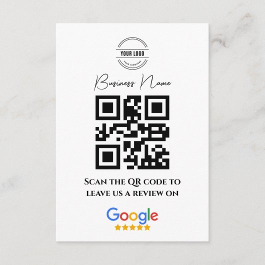 Google Reviewen Business Rating Link QR Code Black Informatiekaartje (Voorkant)