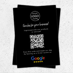 Google Reviewen Business Rating Link QR Code Black Informatiekaartje