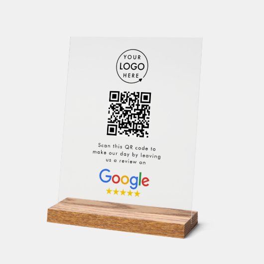 Google-Reviewen | Business Review Link QR Code Acryl Bord (Hoek)