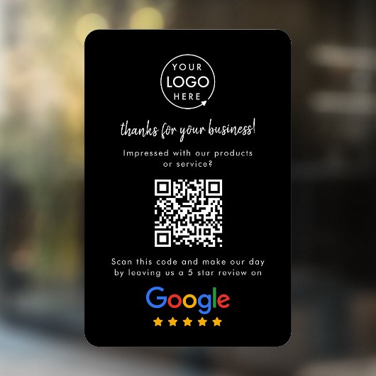 Google Reviewen Business Review Link QR Code Black Raamsticker