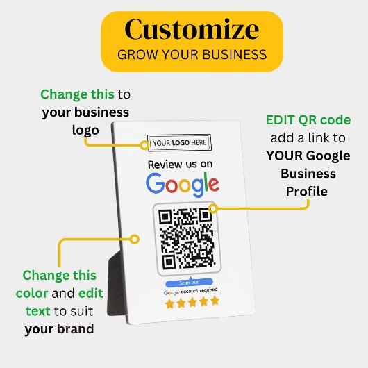 Google-Reviewen | Business Review Link QR Code Fotoplaat