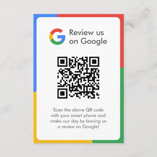 Google-Reviewen | Business Review Link QR Code Informatiekaartje (Voorkant)