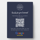 Google Reviewen Business Review Link QR Code Navy Fotoplaat (voorkant)