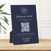 Google Reviewen Business Review Link QR Code Navy Fotoplaat