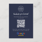 Google Reviewen Business Review Link QR Code Navy Informatiekaartje (Voorkant)