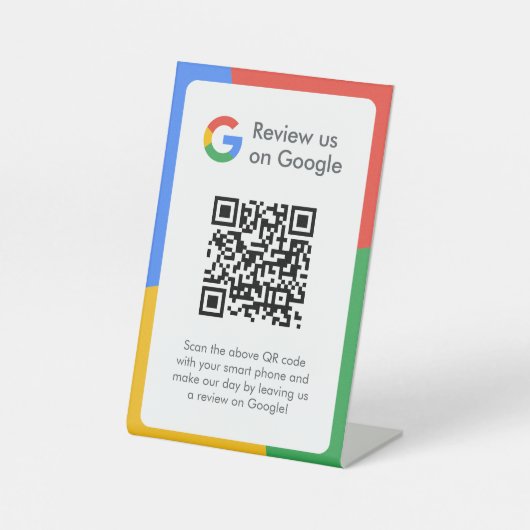 Google-Reviewen | Business Review Link QR Code Reclamebord Met Voetstuk (Voorkant)