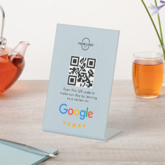 Google-Reviewen | Business Review Link QR Code Reclamebord Met Voetstuk