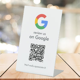 Google-Reviewen | Business Review Link QR Code Reclamebord Met Voetstuk