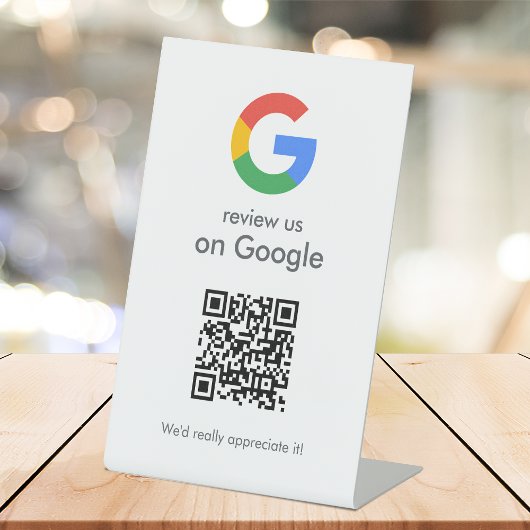Google-Reviewen | Business Review Link QR Code Reclamebord Met Voetstuk
