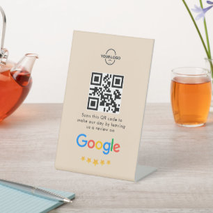 Google-Reviewen Business Review Link QR Code Reclamebord Met Voetstuk