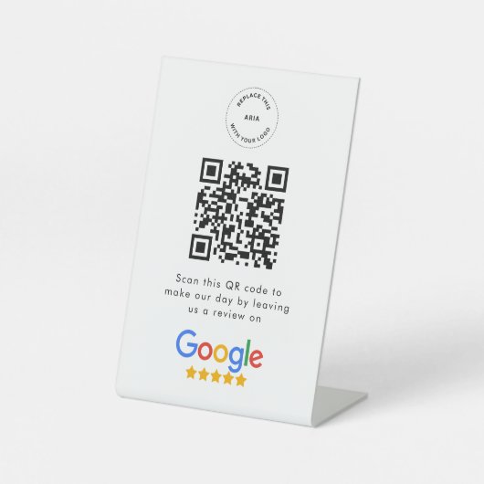 Google-Reviewen | Business Review Link QR Code Reclamebord Met Voetstuk (Voorkant)
