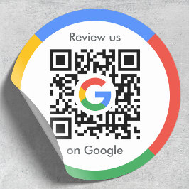 Google-Reviewen | Business Review Link QR Code Ronde Sticker