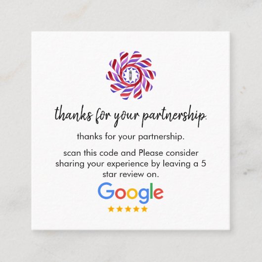 Google-Reviewen | Business Review Link QR Code Squ Vierkante Visitekaartje (Voorkant)