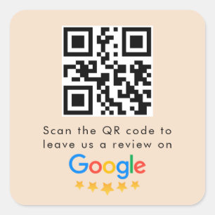 Google-Reviewen   Business Review Link QR Code Vierkante Sticker