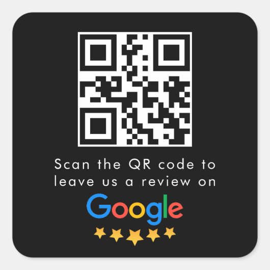 Google-Reviewen | Business Review Link QR Code Vierkante Sticker (Voorkant)