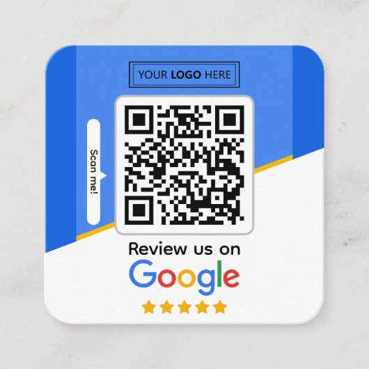 Google-Reviewen | Business Review Link QR Code Vierkante Visitekaartje (Voorkant)