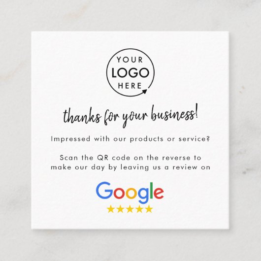 Google-Reviewen | Business Review Link QR Code Vierkante Visitekaartje (Voorkant)
