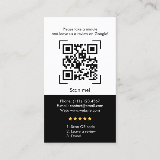 Google-Reviewen | Business Review Link QR Code Visitekaartje (Achterkant)